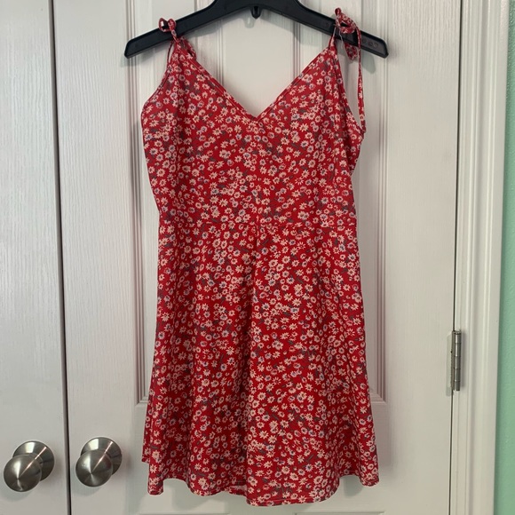 None Pants - Red Floral Romper